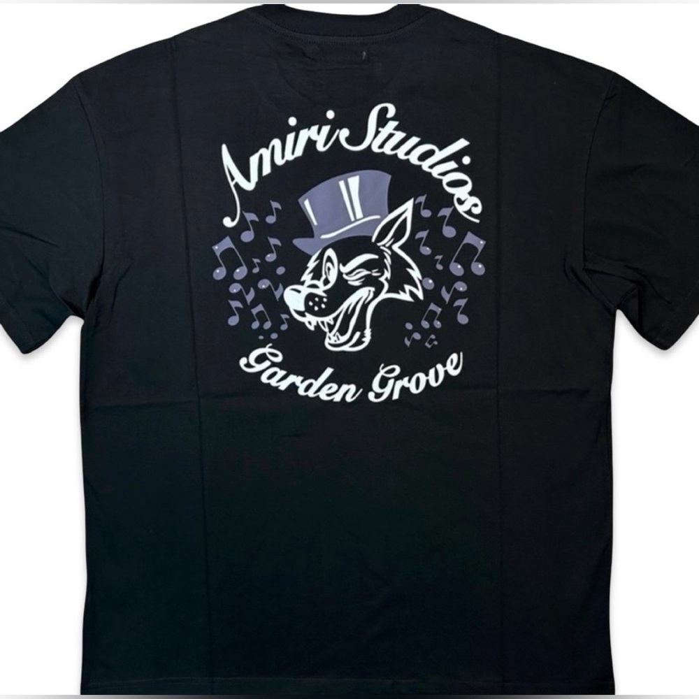 Amiri Black Men’s Short Sleeve T Shirt 
AMIRI STUDIOS GARDEN GROVE
